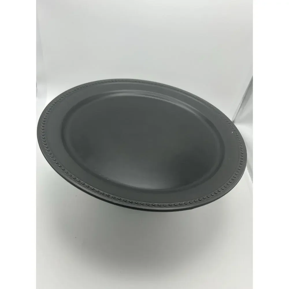 Mud Pie Cake Plate. Black With A Silver Base. Stoneware.